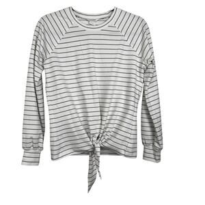 Club Monaco Black White Striped Long Sleeve Tie Front Shirt Size Small Casual